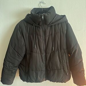 Zara Black Cropped Puffer Jacket